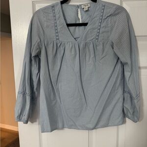 J. Crew Light Blue Blouse with Embroidered Details